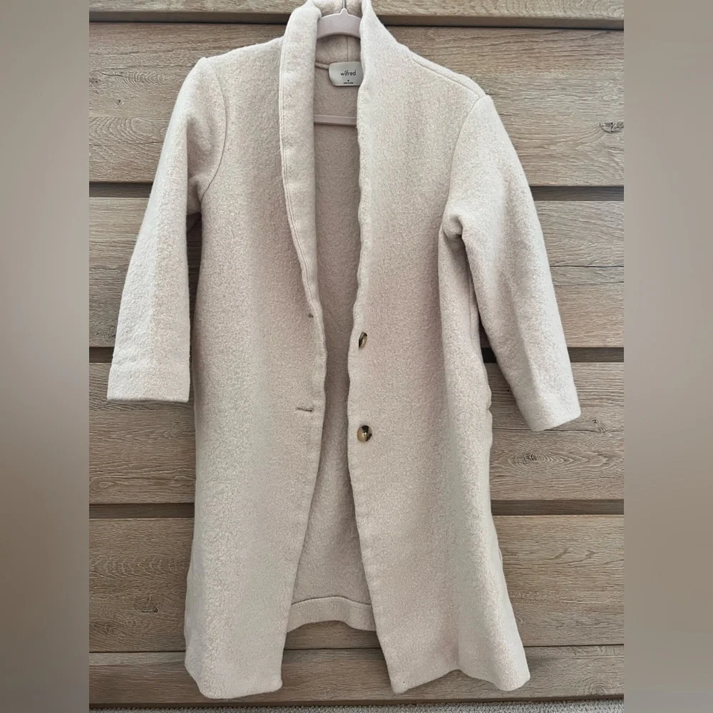 Wilfred Soft Cream Textured Wool Coat - Picture 1 of 5
